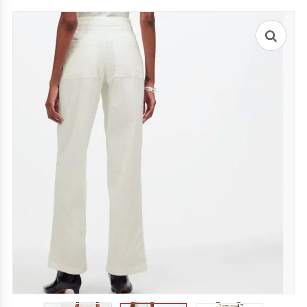 Madewell The Petite Emmett Wide Leg Pant Corduroy Welt Pocket Winter White - Picture 4 of 9
